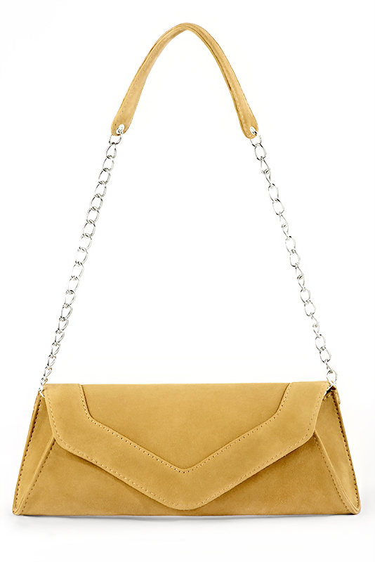 Mustard yellow women's dress clutch, for weddings, ceremonies, cocktails and parties. Top view - Florence KOOIJMAN